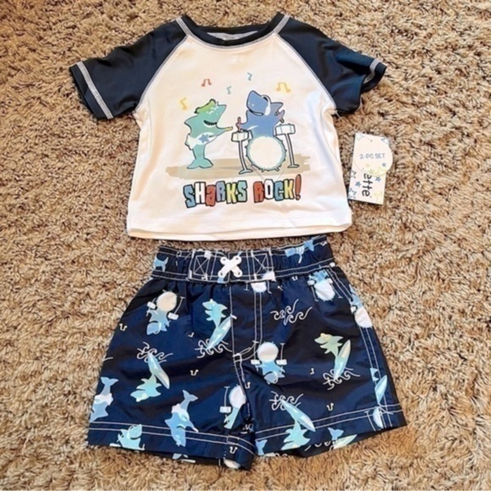 💚 NWT! Wippette boys two piece swim set size 18 months